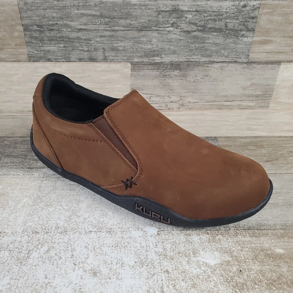Kuru Kivi Mens Shoes Sz 7.5 M Chestnut Brown Leather Slip On Low Top Sneakers
